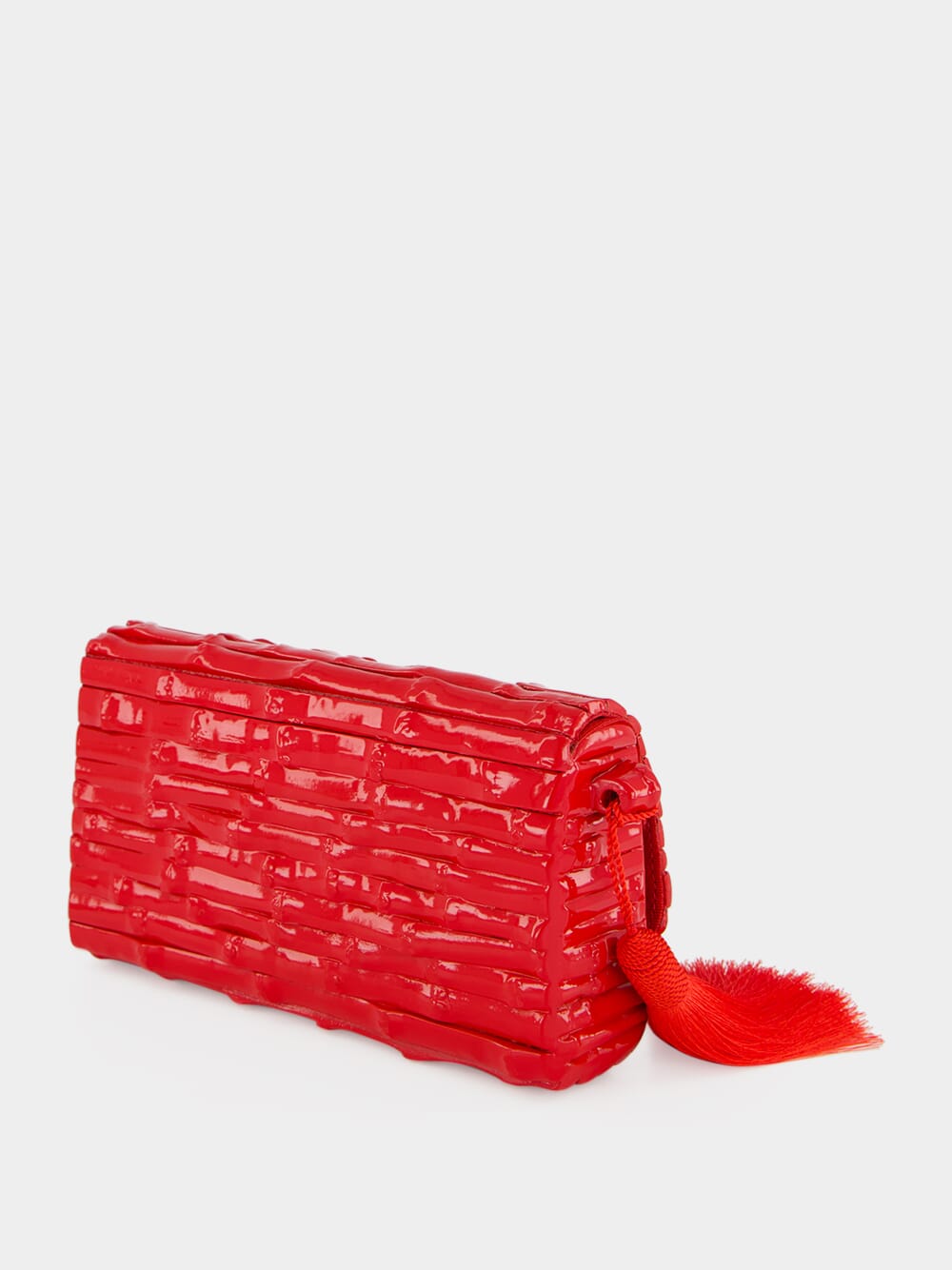 Gaya Lacquered Bamboo Clutch in Red