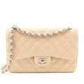 Chanel Beige Caviar Quilted Jumbo Double Flap