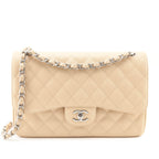 Chanel Beige Caviar Quilted Jumbo Double Flap