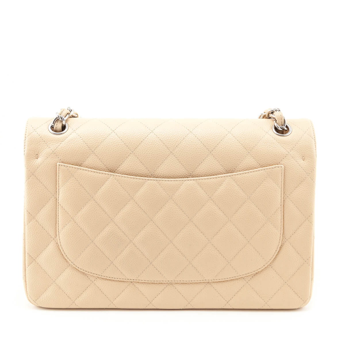 Chanel Beige Caviar Quilted Jumbo Double Flap