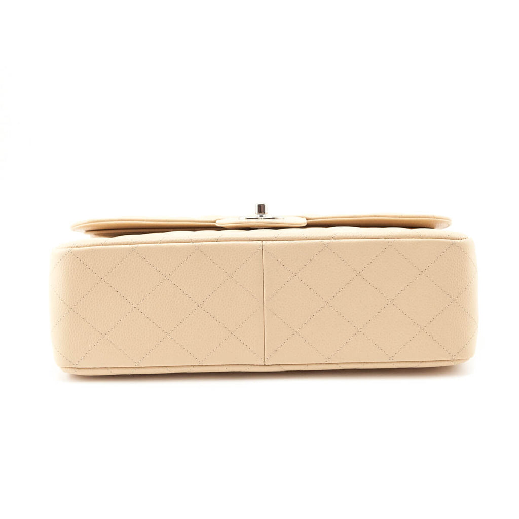 Chanel Beige Caviar Quilted Jumbo Double Flap