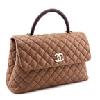 Chanel Beige Caviar & Lizard Quilted Medium Coco Handle Flap Bag