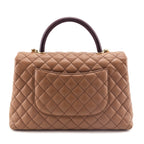 Chanel Beige Caviar & Lizard Quilted Medium Coco Handle Flap Bag
