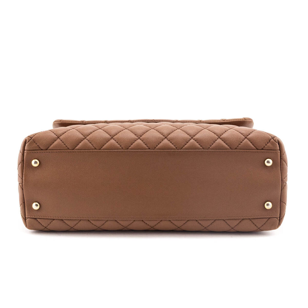 Chanel Beige Caviar & Lizard Quilted Medium Coco Handle Flap Bag