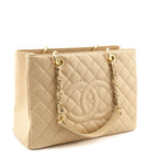 Chanel Beige Clair Quilted Caviar Grand Shopping Tote GHW