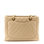 Chanel Beige Clair Quilted Caviar Grand Shopping Tote GHW