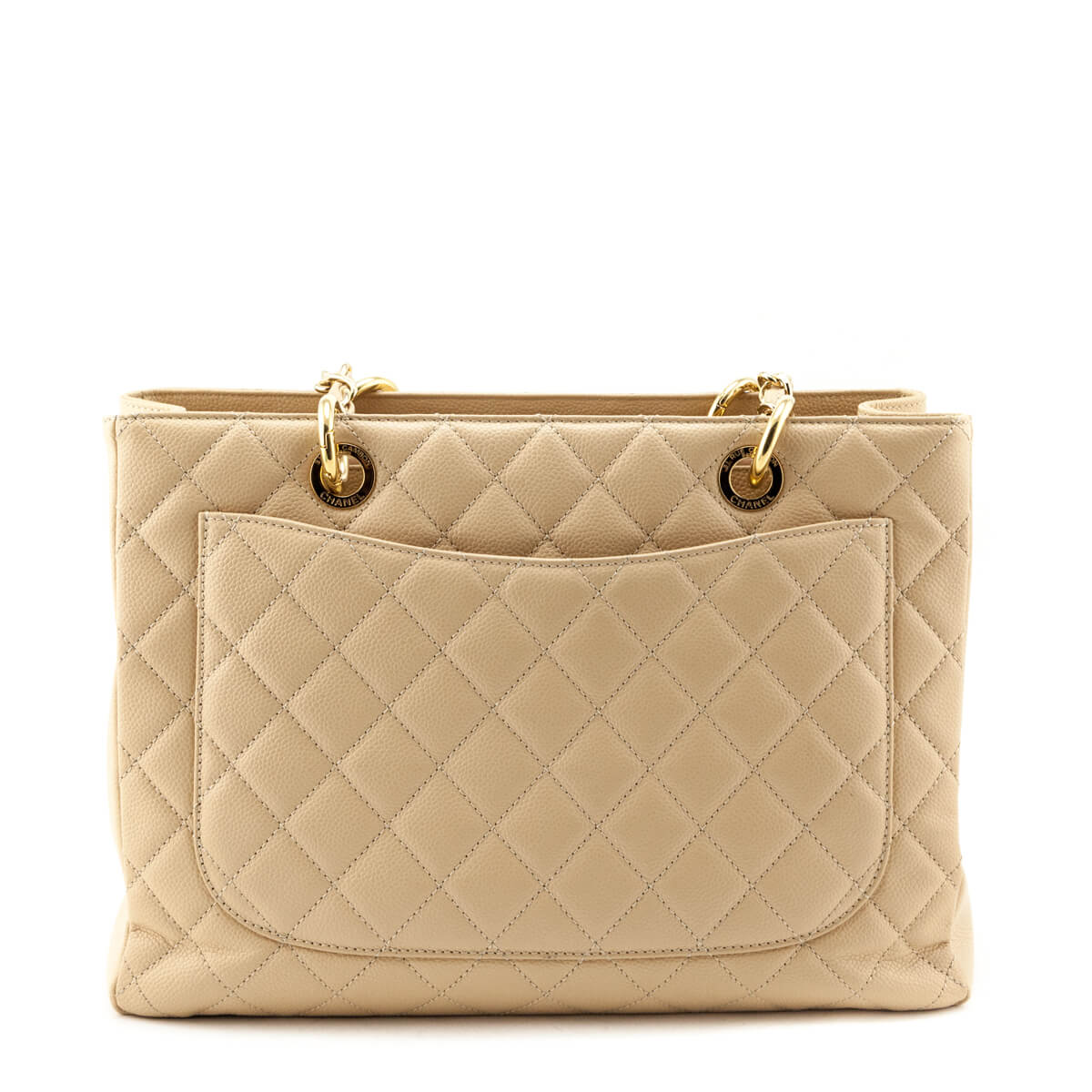 Chanel Beige Clair Quilted Caviar Grand Shopping Tote GHW