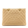 Chanel Beige Clair Quilted Caviar Grand Shopping Tote GHW