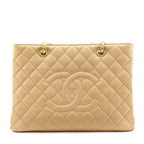 Chanel Beige Clair Quilted Caviar Grand Shopping Tote GHW