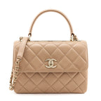 Chanel Beige Lambskin Small Trendy CC Top Handle Flap Bag