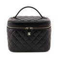 Chanel Black Caviar Quilted Large Vanity Top Handle