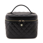 Chanel Black Caviar Quilted Large Vanity Top Handle