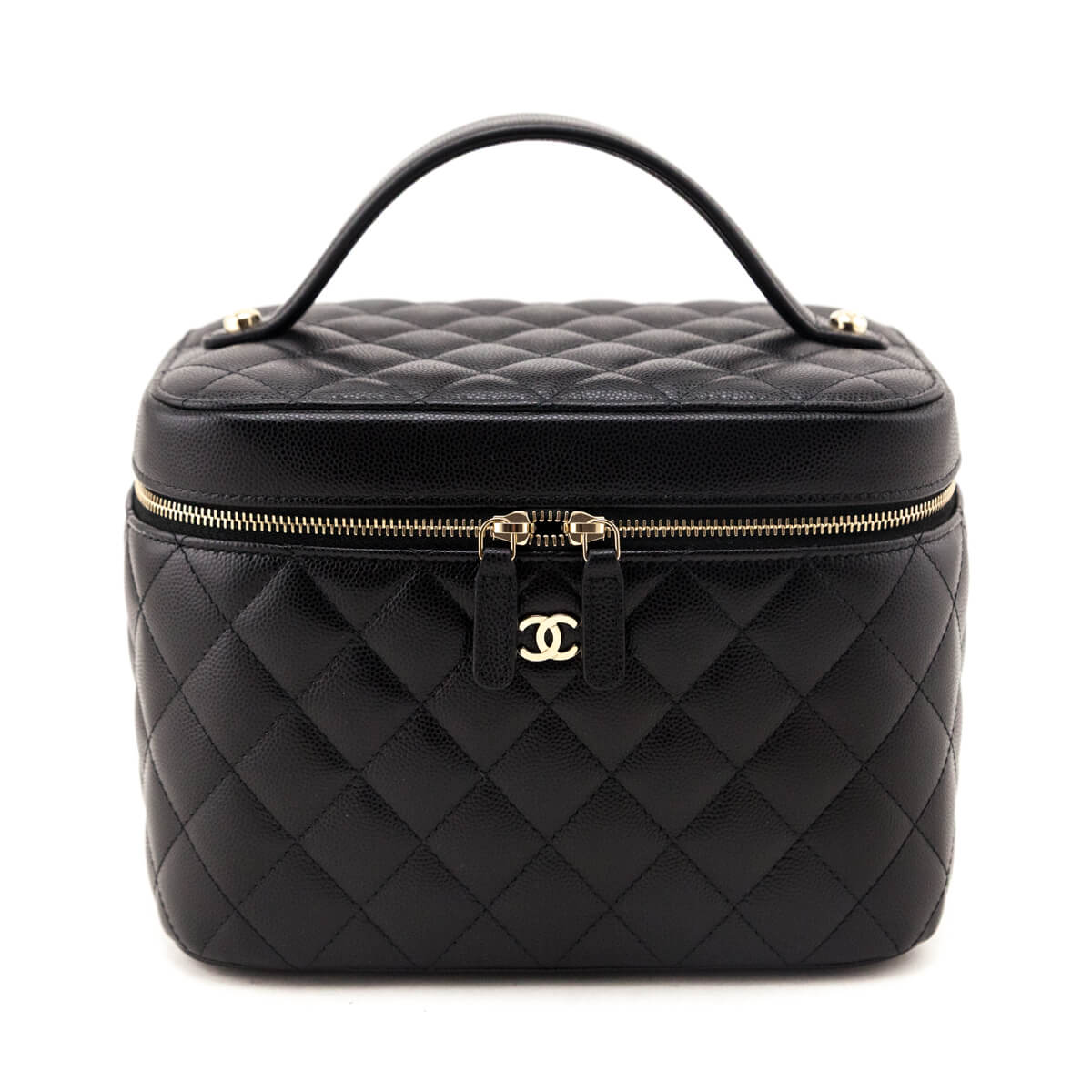 Chanel Black Caviar Quilted Large Vanity Top Handle