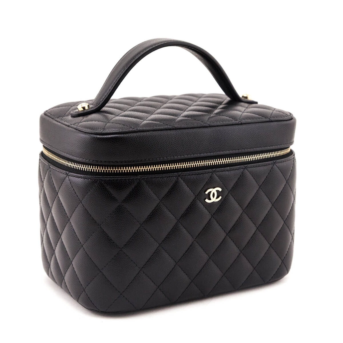 Chanel Black Caviar Quilted Large Vanity Top Handle