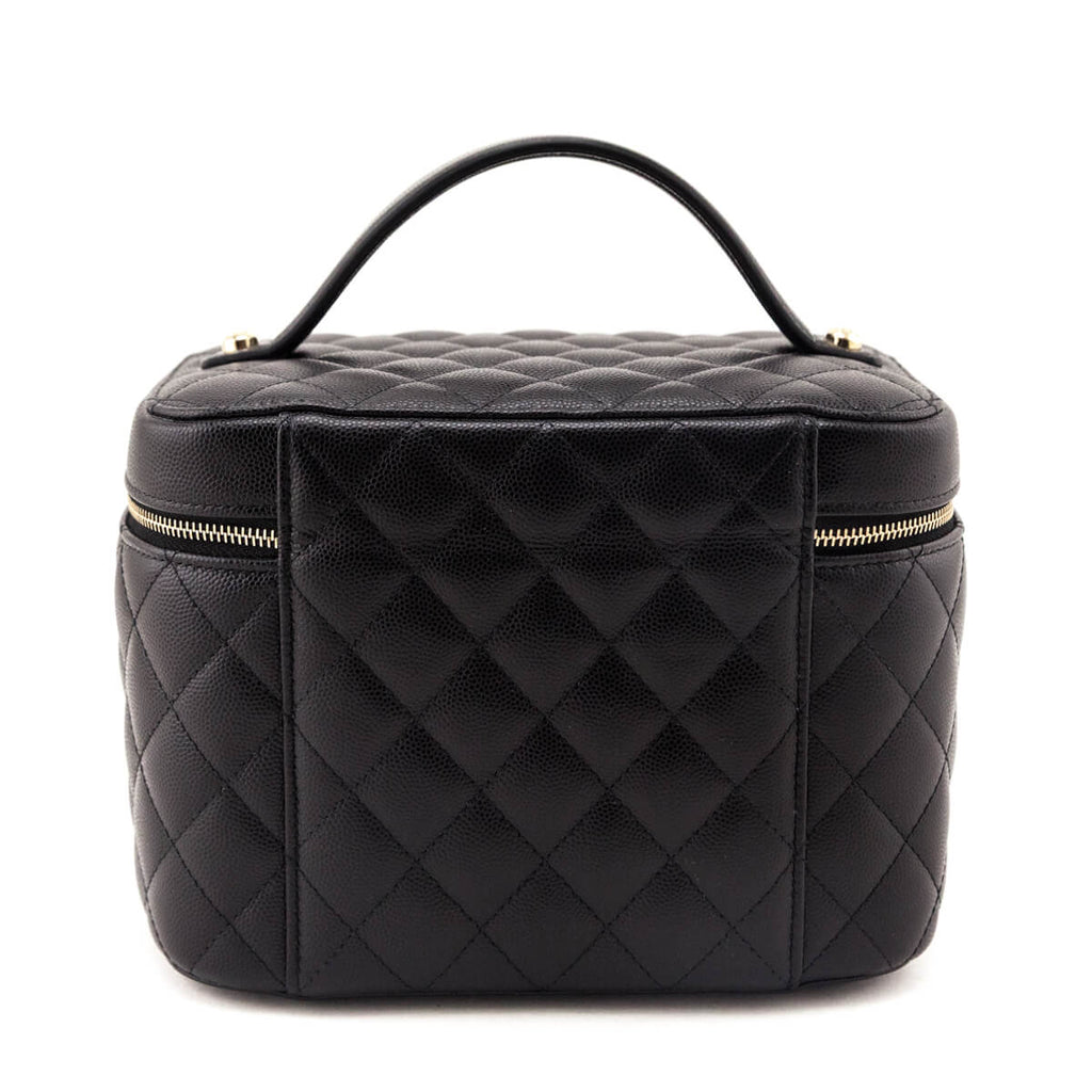 Chanel Black Caviar Quilted Large Vanity Top Handle