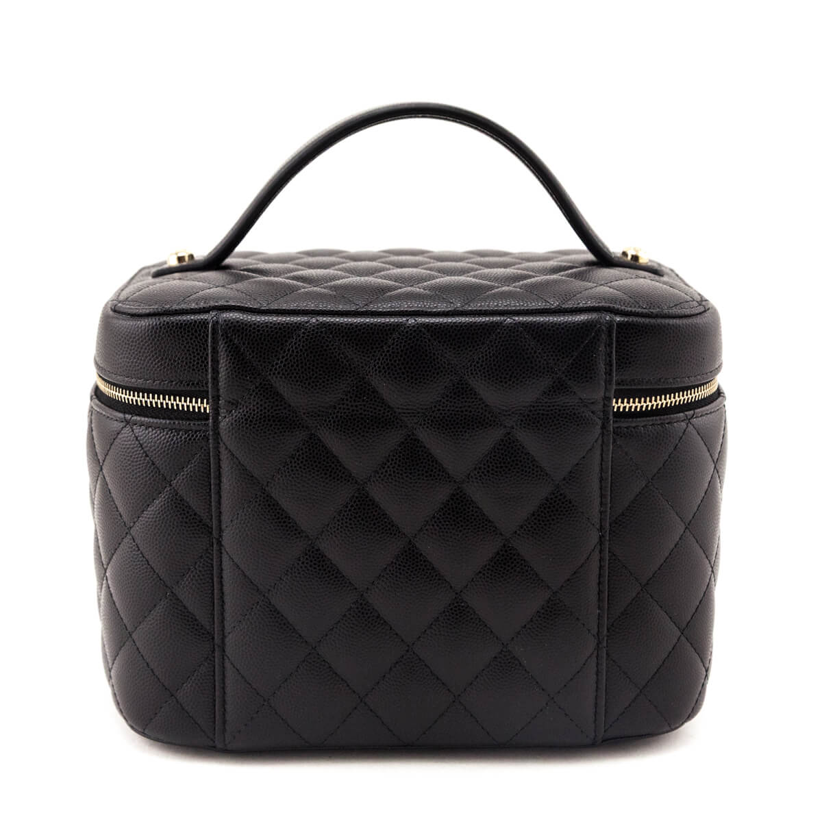 Chanel Black Caviar Quilted Large Vanity Top Handle