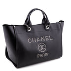 Chanel Black Grained Calfskin Large Deauville Tote SHW