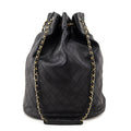 Chanel Black Lambskin Quilted Drawstring Bucket Bag