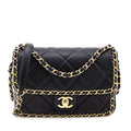 Chanel Black Lambskin Quilted Small Chain Around Flap Bag