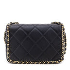 Chanel Black Lambskin Quilted Small Chain Around Flap Bag
