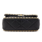 Chanel Black Lambskin Quilted Small Chain Around Flap Bag