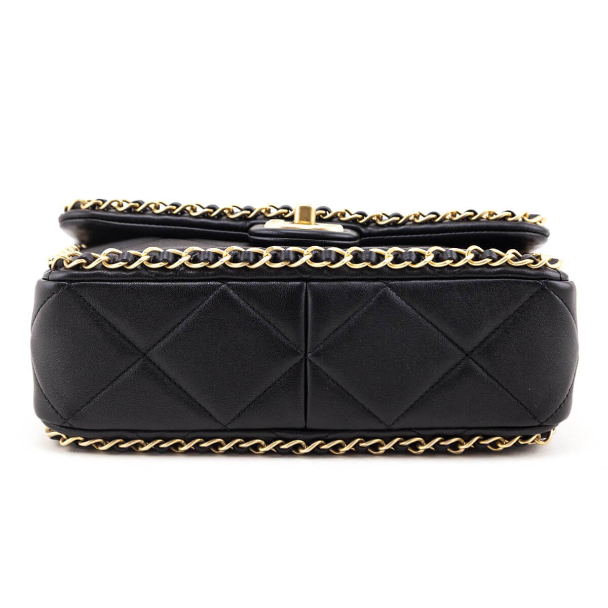 Chanel Black Lambskin Quilted Small Chain Around Flap Bag
