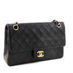 Chanel Black Lambskin Quilted Vintage Small Double Flap Bag