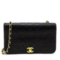 Chanel Black Lambskin Quilted Vintage Small Full Flap Crossbody Bag
