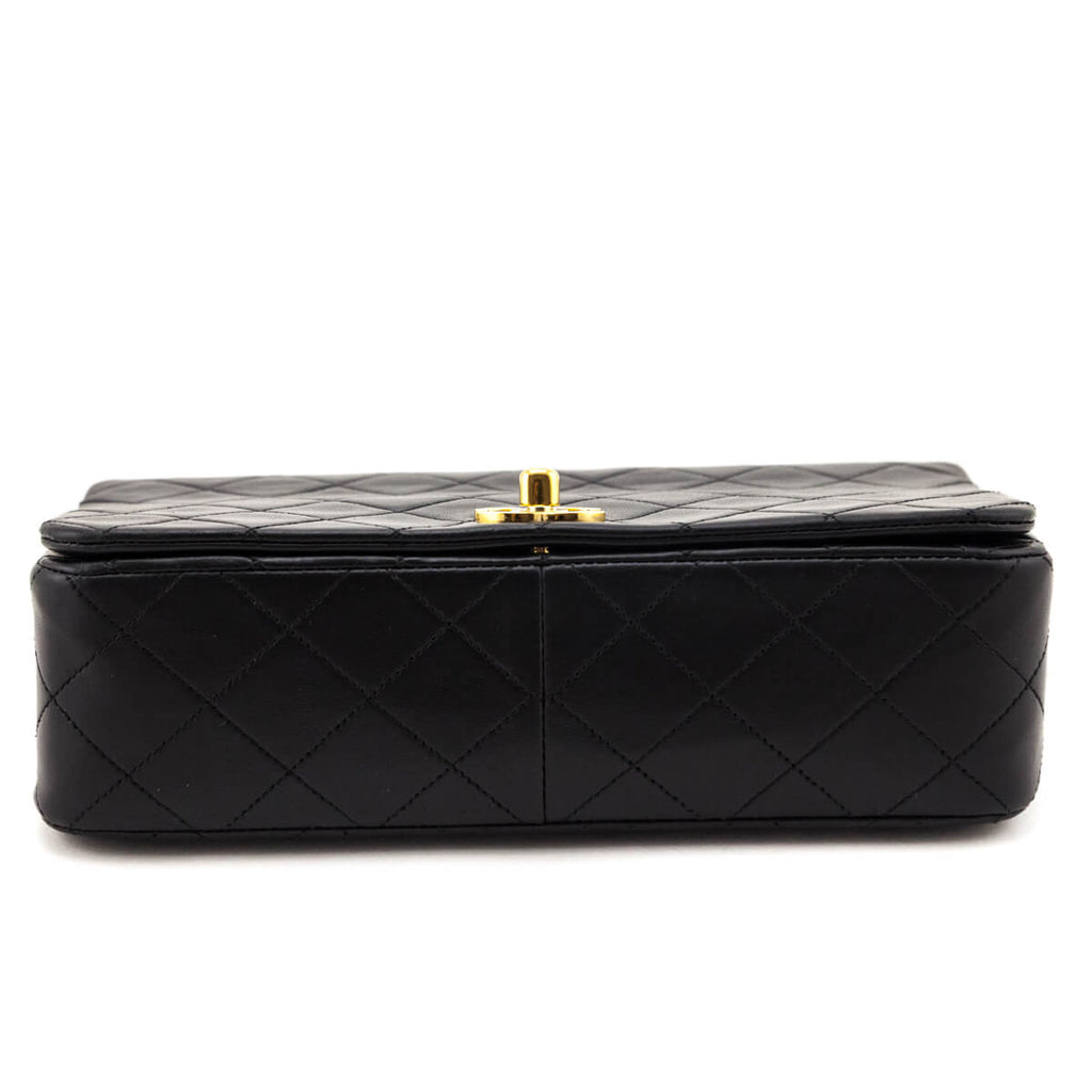 Chanel Black Lambskin Quilted Vintage Small Full Flap Crossbody Bag