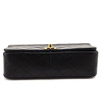 Chanel Black Lambskin Quilted Vintage Small Full Flap Crossbody Bag