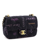 Chanel Black Quilted Small Denim Mood Rectangular Flap Bag