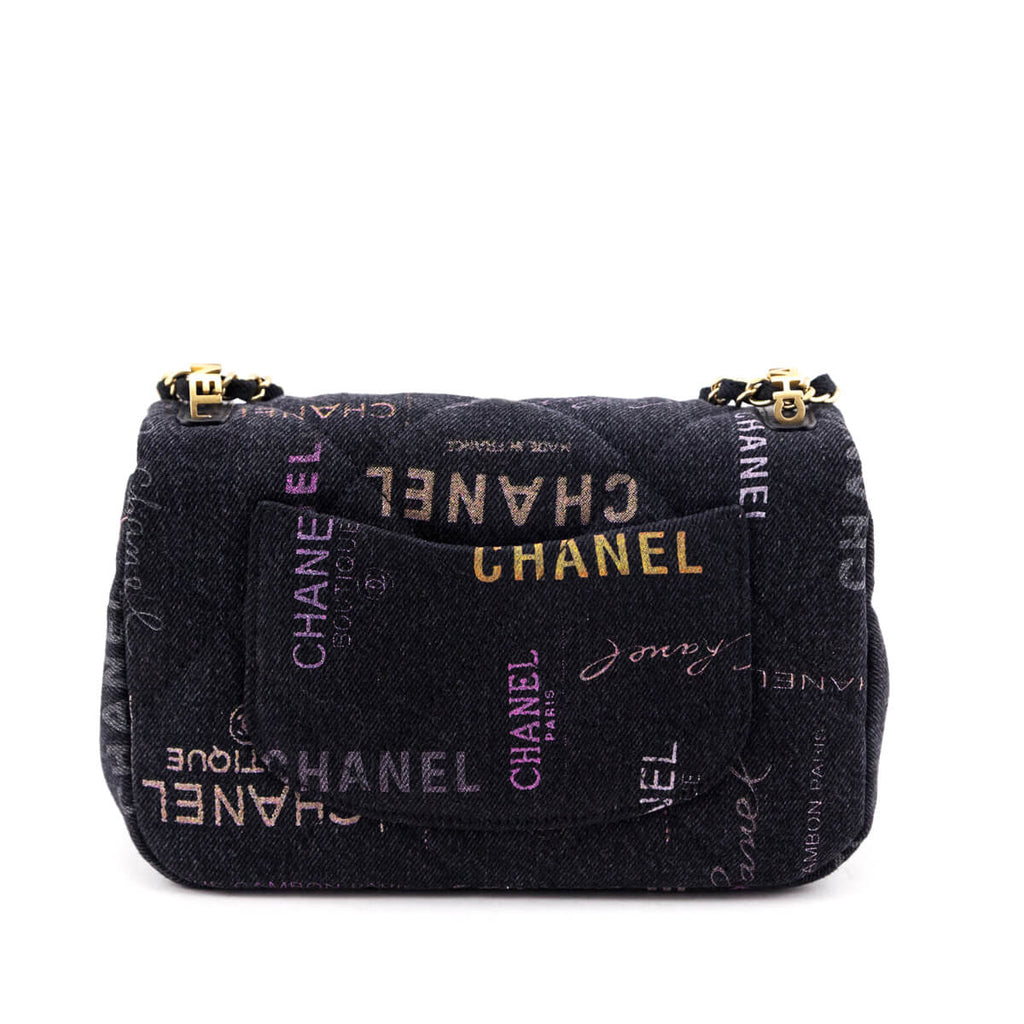 Chanel Black Quilted Small Denim Mood Rectangular Flap Bag