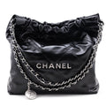 Chanel Black Shiny Calfskin Quilted Small Chanel 22 Bag