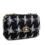 Chanel Black & White Tweed Quilted Medium Chanel 19