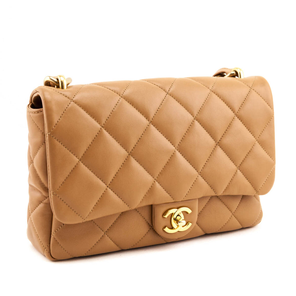 Chanel Brown Lambskin Quilted Large CC Funky Town Flap