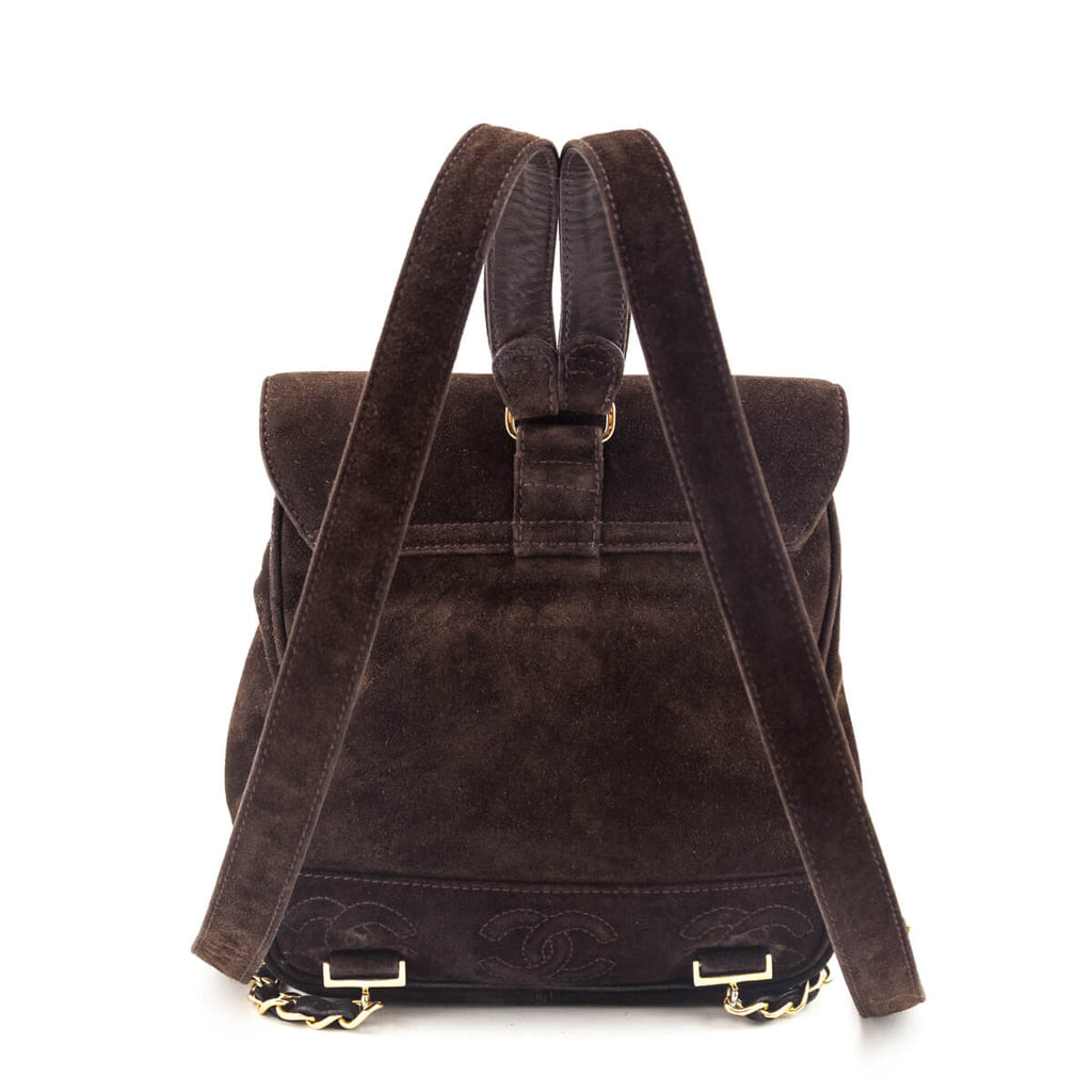 Chanel Brown Suede CC Flap Vintage Backpack