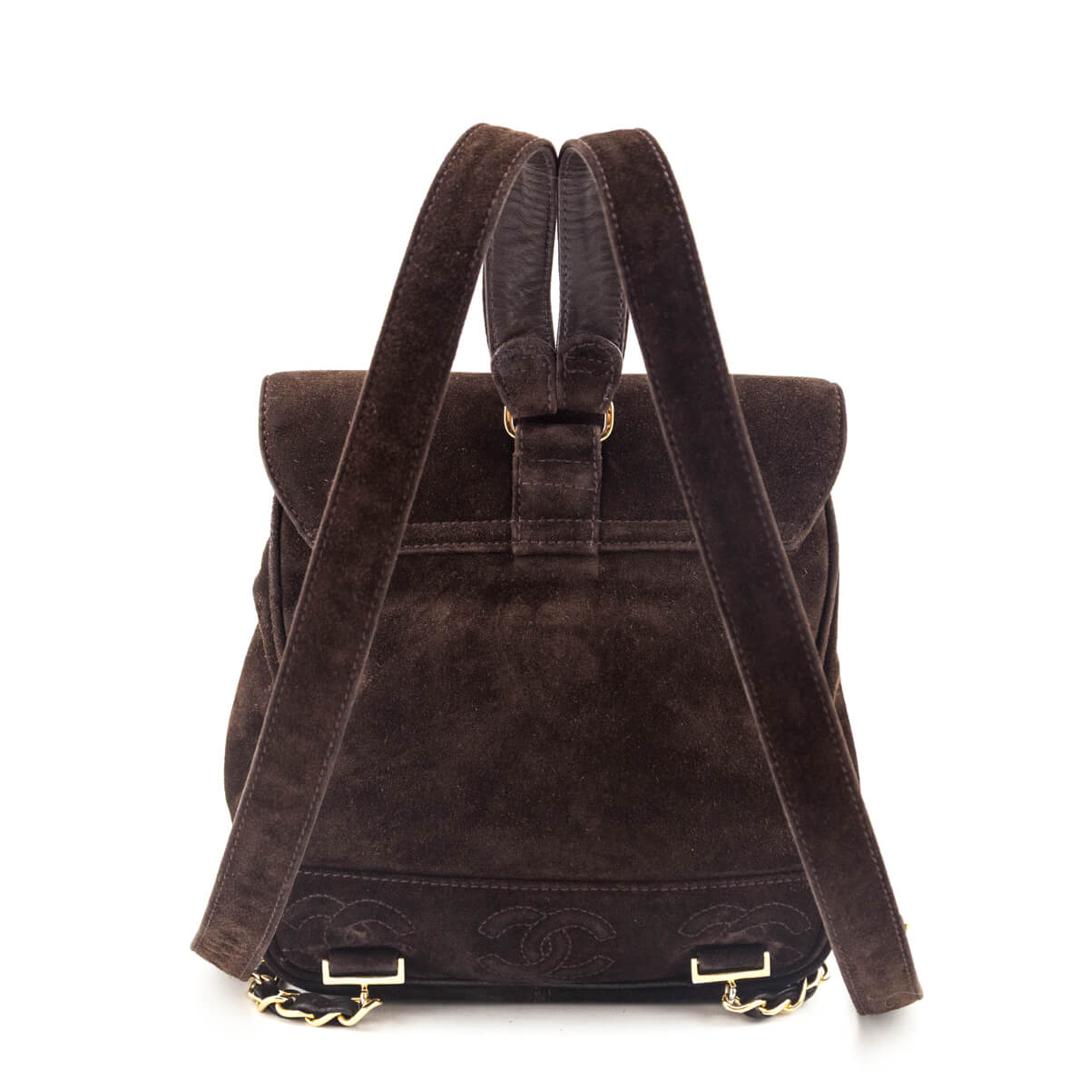 Chanel Brown Suede CC Flap Vintage Backpack