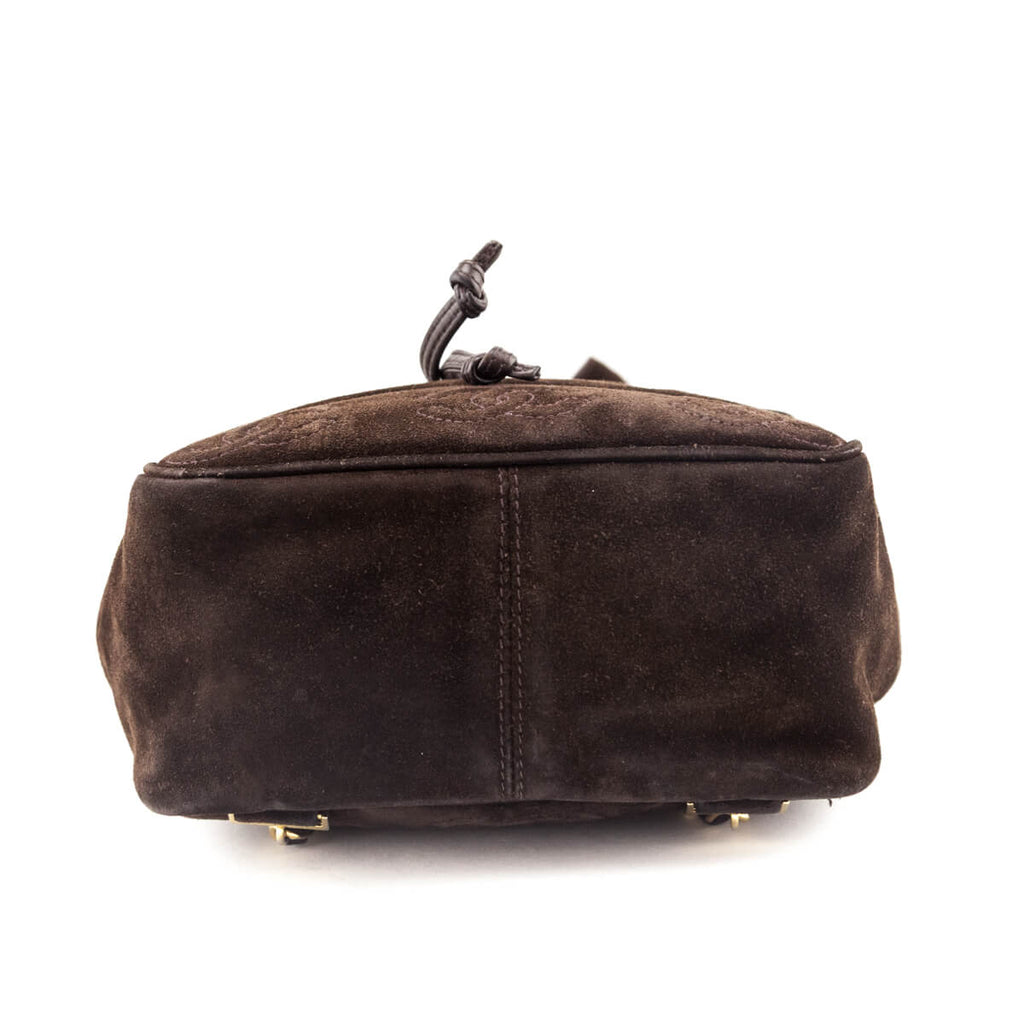 Chanel Brown Suede CC Flap Vintage Backpack