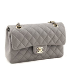 Chanel Grey Caviar Quilted Small Double Flap Bag