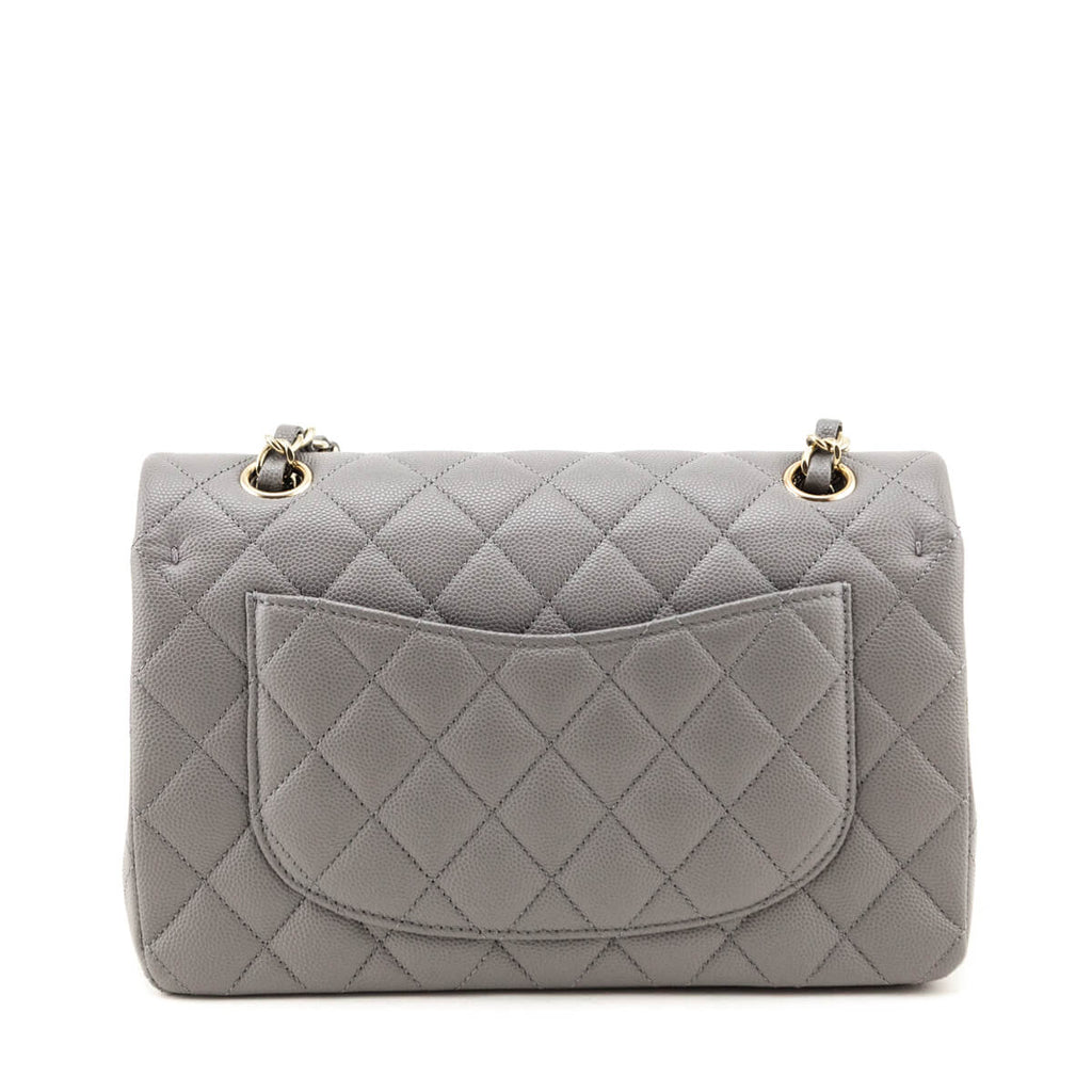 Chanel Grey Caviar Quilted Small Double Flap Bag