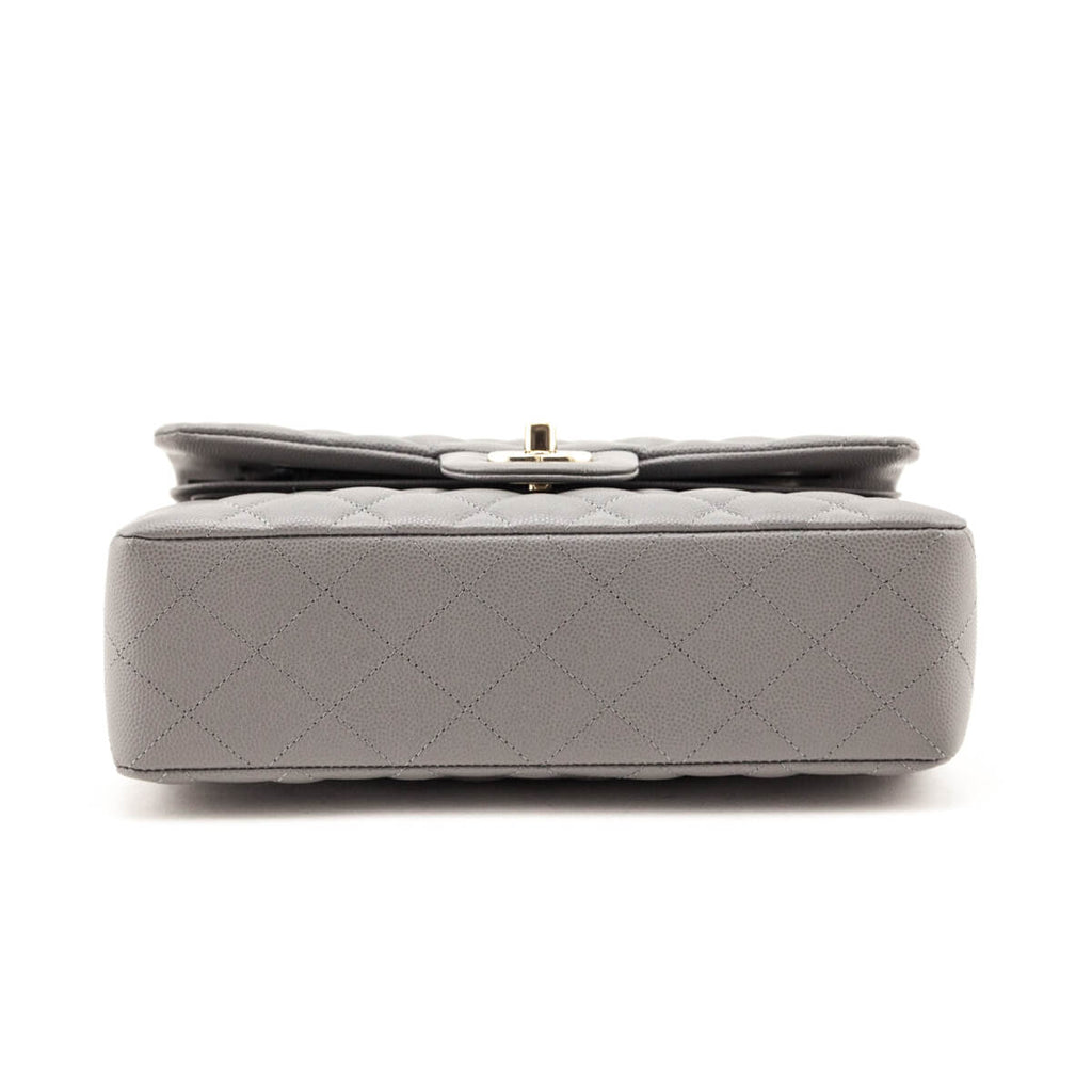 Chanel Grey Caviar Quilted Small Double Flap Bag