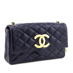 Chanel Navy Blue Lambskin Quilted Vintage Pointed Flap Bag