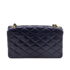 Chanel Navy Blue Lambskin Quilted Vintage Pointed Flap Bag
