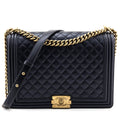 Chanel Pearly Black Quilted Lambskin Quilted Large Boy Flap Bag