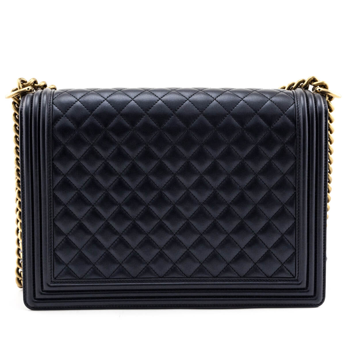 Chanel Pearly Black Quilted Lambskin Quilted Large Boy Flap Bag