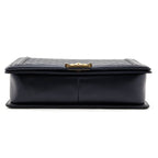 Chanel Pearly Black Quilted Lambskin Quilted Large Boy Flap Bag