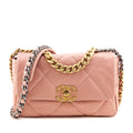 Chanel Pink Shiny Goatskin Quilted Medium Chanel 19 Flap Bag