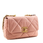 Chanel Pink Shiny Goatskin Quilted Medium Chanel 19 Flap Bag