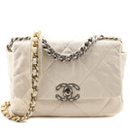 Chanel White Crumpled Calfskin Quilted Medium Chanel 19