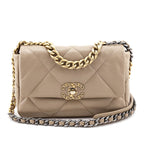 Chanel Beige Lambskin Quilted Medium Chanel 19